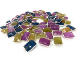 Natural Sapphire Gemstone Charms, Sterling Silver Jewelry Supplies, Bulk Wholesale Charms, 16x9mm - 18x11mm, 10 Pcs/ 12 Pcs