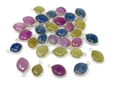 Natural Multi Sapphire Gemstone Charms, Bulk Jewelry Supplies, Wholesale Charms, DIY Jewelry Making, 15x10mm - 18x12mm, 10 Pcs / 11 Pcs
