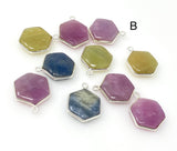 Natural Multi Sapphire Gemstone Charms, Silver Jewelry Supplies, Bulk Wholesale Charms, Yellow Sapphire Blue Sapphire Pink Sapphire , 11 Pcs