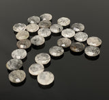 5 Pcs Natural Black Rutile Rose Cut Cabochons, Loose Gemstones, Briolette Ring Stones, 12mm - 12.5mm approx.