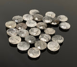 5 Pcs Natural Black Rutile Rose Cut Cabochons, Loose Gemstones, Briolette Ring Stones, 12mm - 12.5mm approx.