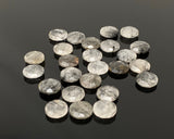 5 Pcs Natural Black Rutile Rose Cut Cabochons, Loose Gemstones, Briolette Ring Stones, 12mm - 12.5mm approx.