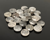 5 Pcs Natural Black Rutile Rose Cut Cabochons, Loose Gemstones, Briolette Ring Stones, 12mm - 12.5mm approx.