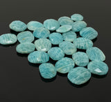 5 Pcs Natural Amazonite Rose Cut Cabochons, Loose Gemstones, Peruvian Amazonite Ring Stones, 13x10mm - 18x15mm approx.