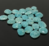 5 Pcs Natural Amazonite Rose Cut Cabochons, Loose Gemstones, Peruvian Amazonite Ring Stones, 13x10mm - 18x15mm approx.