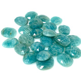 5 Pcs Natural Amazonite Rose Cut Cabochons, Loose Gemstones, Peruvian Amazonite Ring Stones, 13x10mm - 18x15mm approx.