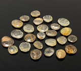 5 Pcs Natural Golden Rutile Rose Cut Cabochons, Loose Gemstones, Golden Rutile Rose Cuts, 11x10mm - 17x14mm