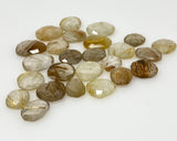 5 Pcs Natural Golden Rutile Rose Cut Cabochons, Loose Gemstones, Golden Rutile Rose Cuts, 11x10mm - 17x14mm