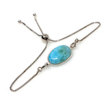 Larimar Gemstone Bracelet, Sterling Silver Adjustable Bracelet, AAA Quality Dominican Republic Larimar Bracelet, Gifts for Her