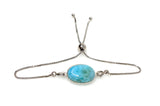 Larimar Gemstone Bracelet, Sterling Silver Adjustable Bracelet, AAA Quality Dominican Republic Larimar Bracelet, Gifts for Her