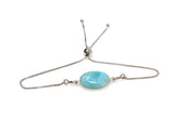 Larimar Gemstone Bracelet, Sterling Silver Adjustable Bolo Bracelet, AAA Quality Dominican Republic Larimar Bracelet, Gifts for Her