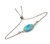Larimar Gemstone Bracelet, Sterling Silver Adjustable Bolo Bracelet, AAA Quality Dominican Republic Larimar Bracelet, Gifts for Her