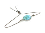 Larimar Gemstone Bracelet, Sterling Silver Adjustable Bolo Bracelet, AAA Quality Dominican Republic Larimar Bracelet, Gifts for Her