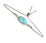 Larimar Gemstone Bracelet, Sterling Silver Adjustable Bolo Bracelet, AAA Quality Dominican Republic Larimar Bracelet, Gifts for Her