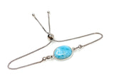 Larimar Gemstone Bracelet, Sterling Silver Adjustable Bolo Bracelet, AAA Quality Dominican Republic Larimar Bracelet, Gifts for Her