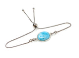 Larimar Gemstone Bracelet, Sterling Silver Adjustable Bolo Bracelet, AAA Quality Dominican Republic Larimar Bracelet, Gifts for Her