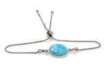 Larimar Gemstone Bracelet, Sterling Silver Adjustable Bolo Bracelet, AAA Quality Dominican Republic Larimar Bracelet, Gifts for Her