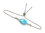 Larimar Gemstone Bracelet, Sterling Silver Adjustable Bolo Bracelet, AAA Quality Dominican Republic Larimar Bracelet, Gifts for Her