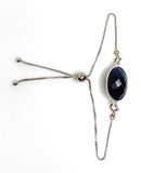 Natural Sapphire Gemstone Bracelet, Sterling Silver Adjustable Bolo Bracelet, Blue Sapphire Jewelry, September Birthstone, Gifts for Her