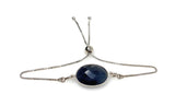 Natural Sapphire Gemstone Bracelet, Sterling Silver Adjustable Bolo Bracelet, Blue Sapphire Jewelry, September Birthstone, Gifts for Her