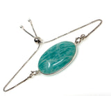 Amazonite Gemstone Bracelet, Sterling Silver Adjustable Bolo Bracelet, AAA Quality Peruvian Amazonite Bracelet, Gifts for Her