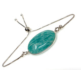 Amazonite Gemstone Bracelet, Sterling Silver Adjustable Bolo Bracelet, AAA Quality Peruvian Amazonite Bracelet, Gifts for Her