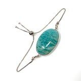 Amazonite Gemstone Bracelet, Sterling Silver Adjustable Bolo Bracelet, AAA Quality Peruvian Amazonite Bracelet, Gifts for Her