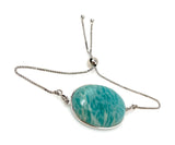 Amazonite Gemstone Bracelet, Sterling Silver Adjustable Bolo Bracelet, AAA Quality Peruvian Amazonite Bracelet, Gifts for Her
