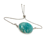 Amazonite Gemstone Bracelet, Sterling Silver Adjustable Bolo Bracelet, AAA Quality Peruvian Amazonite Bracelet, Gifts for Her