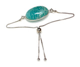 Amazonite Gemstone Bracelet, Sterling Silver Adjustable Bolo Bracelet, AAA Quality Peruvian Amazonite Bracelet, Gifts for Her