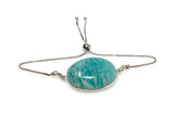 Amazonite Gemstone Bracelet, Sterling Silver Adjustable Bolo Bracelet, AAA Quality Peruvian Amazonite Bracelet, Gifts for Her