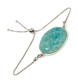 Amazonite Gemstone Bracelet, Sterling Silver Adjustable Bolo Bracelet, AAA Quality Peruvian Amazonite Bracelet, Gifts for Her