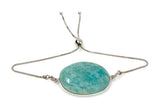 Amazonite Gemstone Bracelet, Sterling Silver Adjustable Bolo Bracelet, AAA Quality Peruvian Amazonite Bracelet, Gifts for Her