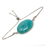 Amazonite Gemstone Bracelet, Sterling Silver Adjustable Bolo Bracelet, AAA Quality Peruvian Amazonite Bracelet, Gifts for Her