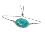 Amazonite Gemstone Bracelet, Sterling Silver Adjustable Bolo Bracelet, AAA Quality Peruvian Amazonite Bracelet, Gifts for Her