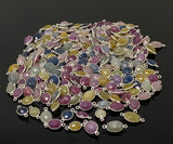 Natural Multi Sapphire Gemstone Connectors, Sterling Silver Connectors, Bulk Wholesale Jewelry Supplies, 16mm - 20mm