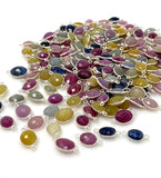 Natural Multi Sapphire Gemstone Connectors, Sterling Silver Connectors, Bulk Wholesale Jewelry Supplies, 16mm - 20mm