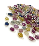 Natural Multi Sapphire Gemstone Connectors, Sterling Silver Connectors, Bulk Wholesale Jewelry Supplies, 16mm - 20mm