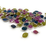 9Pcs/ 10 Pcs Natural Multi Sapphire Gemstone Connectors, Silver Connectors, Bulk Wholesale Jewelry Supplies, 18mm - 20mm