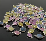 9Pcs/ 10 Pcs Natural Multi Sapphire Gemstone Connectors, Silver Connectors, Bulk Wholesale Jewelry Supplies, 18mm - 20mm