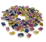 10 Pcs /14 Pcs Natural Sapphire Gemstone Connectors, Silver Findings, Bulk Wholesale Jewelry Supplies, 19x9mm - 22x11mm