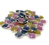 10pcs/ 15 Pcs Natural Sapphire Gemstone Connectors, Sterling Silver Bulk Wholesale Jewelry Supplies, 18X11mm