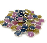 10pcs/ 15 Pcs Natural Sapphire Gemstone Connectors, Sterling Silver Bulk Wholesale Jewelry Supplies, 18X11mm