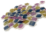 10pcs/ 15 Pcs Natural Sapphire Gemstone Connectors, Sterling Silver Bulk Wholesale Jewelry Supplies, 18X11mm