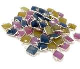 10pcs/ 15 Pcs Natural Sapphire Gemstone Connectors, Sterling Silver Bulk Wholesale Jewelry Supplies, 18X11mm