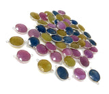 10 Pcs Natural Sapphire Gemstone Connectors, Bulk Wholesale Jewelry Supplies , Sterling Silver Jewelry Findings, 22x16.5mm