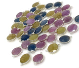 10 Pcs Natural Sapphire Gemstone Connectors, Bulk Wholesale Jewelry Supplies , Sterling Silver Jewelry Findings, 22x16.5mm