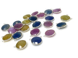 13 Pcs Natural Sapphire Gemstone Connectors, Sterling Silver Jewelry Findings, Bulk Wholesale Jewelry Supplies, 16.5x19mm
