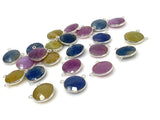 13 Pcs Natural Sapphire Gemstone Connectors, Sterling Silver Jewelry Findings, Bulk Wholesale Jewelry Supplies, 16.5x19mm
