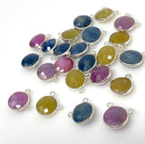 10Pcs/13Pcs Natural Sapphire Gemstone Connectors, Bulk Wholesale Jewelry Supplies, Sterling Silver Jewelry Findings, 13x14mm